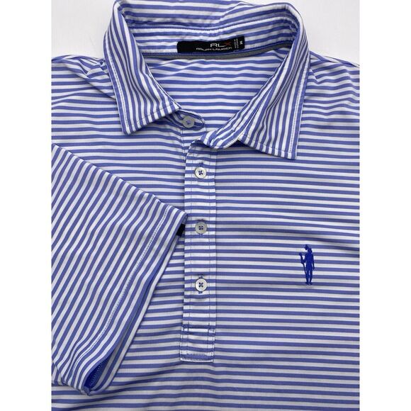 RLX Ralph Lauren Other - Mens RLX Ralph Lauren Golf Polo Shirt Blue White Stripes Polyester Spandex Sz XL